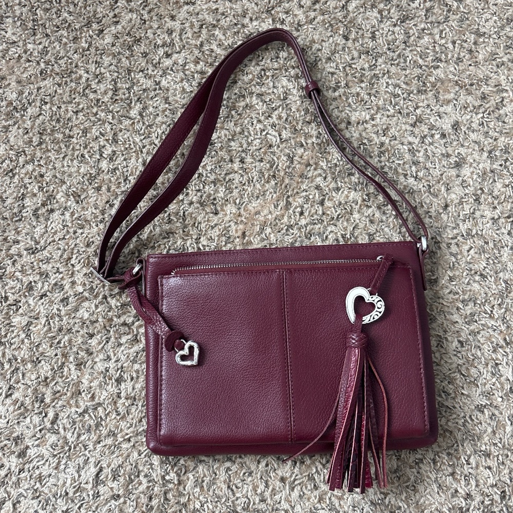 Brighton Barbados Burgundy red genuine leather crossbody travel organizer wallet